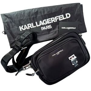 NWT Karl Lagerfeld Paris Karlito Camera Crossbody Belt Bag | Black Nylon